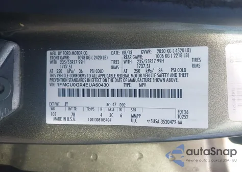 2014 Ford Escape Se from USA, damaged, VIN 1FMCU0GX4EUA60430